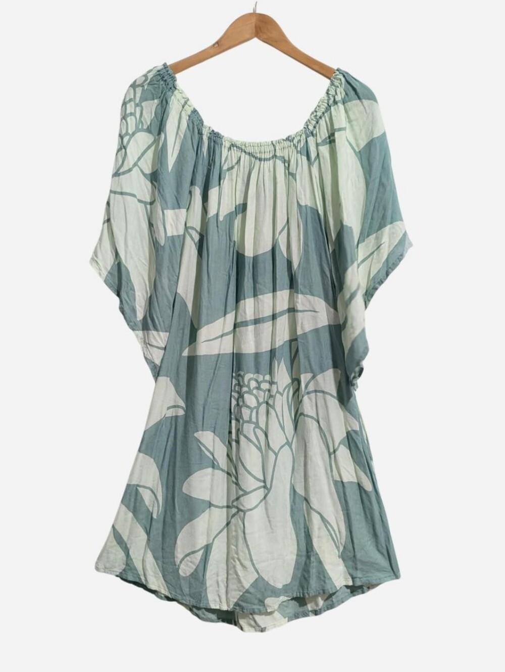 Hawaii Aloha dress on off shoulder flowy torch ginger flower Lotus And Lime